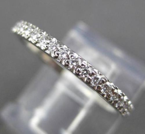 ESTATE .60CT DIAMOND PLATINUM ETERNITY WEDDING ANNIVERSARY RING BAND 1.5mm