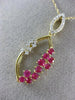 ESTATE .65CT DIAMOND & AAA RUBY 14K YELLOW GOLD 3D MARQUISE SHAPE FLOWER PENDANT