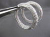 ESTATE WIDE & LARGE 3.0CT DIAMOND 14KT WHITE GOLD 3D DOUBLE SIDED HOOP EARRINGS