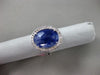 ANTIQUE .54CT DIAMOND & EXTRA FACETED SAPPHIRE 14K WHITE GOLD FILIGREE OVAL RING