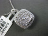 ESTATE LARGE 1.04CT DIAMOND 18KT WHITE GOLD 3D FILIGREE CLUSTER FLOATING PENDANT