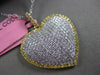 ESTATE LARGE 1.03CT FANCY YELLOW DIAMOND 18K 2 TONE GOLD PAVE HEART LOVE PENDANT