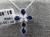 ESTATE 1.01CT DIAMOND & AAA SAPPHIRE 14KT WHITE GOLD 3D FILIGREE CROSS PENDANT