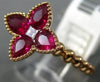 ESTATE 1.12CT DIAMOND & AAA RUBY 14KT ROSE GOLD SQUARE 4 LEAF CLOVER FLOWER RING