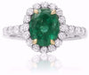 ESTATE 2.43CT DIAMOND & AAA EMERALD 14K 2 TONE GOLD OVAL PYRAMID ENGAGEMENT RING