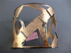ESTATE LARGE .69CT DIAMOND 14K WHITE & ROSE GOLD 3D CRISS CROSS BANGLE BRACELET