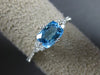 ESTATE 1.0CT DIAMOND & AAA BLUE TOPAZ 14K WHITE GOLD 3D CLUSTER RECTANGULAR RING