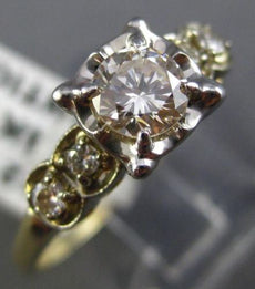 ANTIQUE .70CT OLD MINE DIAMOND 14K WHITE & YELLOW GOLD 3D ENGAGEMENT RING #21917