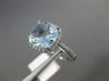 ESTATE 2.03CT DIAMOND & AAA CUSHION CUT AQUAMARINE 14KT WHITE GOLD HALO FUN RING