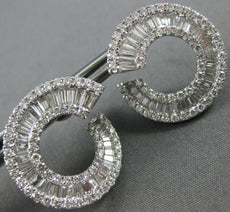 ESTATE LARGE 4.44CT DIAMOND 18KT WHITE GOLD 3D CIRCULAR INSIDE OUT EARRINGS