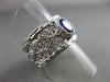 ANTIQUE WIDE 1.01CT DIAMOND & AAA SAPPHIRE 18K WHITE GOLD ETERNITY FILIGREE RING