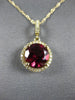 ESTATE LARGE 2.38CT DIAMOND & AAA RHODOLITE 14K WHITE GOLD 3D ROUND HALO PENDANT