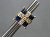 ESTATE .98CT ROUND DIAMOND & AAA SAPPHIRE 14KT YELLOW 3D SQUARE STUD EARRINGS