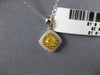 ESTATE 1.40CT WHITE & FANCY YELLOW DIAMOND 18KT 2 TONE GOLD SQUARE HALO PENDANT