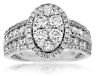 ESTATE WIDE 1.85CT DIAMOND 14KT WHITE GOLD 3D CLUSTER OVAL HALO ANNIVERSARY RING