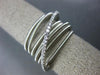 ESTATE WIDE .26CT ROUND DIAMOND 14KT WHITE GOLD MESH MULTI ROW CRISS CROSS RING
