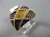 ESTATE LARGE 1.69CT MULTI COLOR SAPPHIRE 18KT YELLOW GOLD CRISS CROSS FUN RING