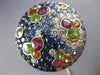 ESTATE EXTRA LARGE 5.90CT DIAMOND & MULTI COLOR SAPPHIRE 14KT WHITE GOLD 3D RING