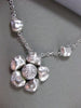 ESTATE .16CT DIAMOND 14KT WHITE GOLD 3D HANDCRAFTED FLOWER HAMMER LOOK NECKLACE