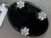 ESTATE LARGE .45CT DIAMOND & AAA BLACK ENAMEL 14K WHITE GOLD FLOWER LOVE PENDANT