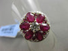 ANTIQUE LARGE 4.29CTW DIAMOND & AAA RUBY 18KT TWO TONE GOLD FLORAL COCKTAIL RING