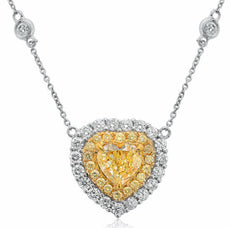 GIA 3.42CT WHITE & FANCY YELLOW DIAMOND 18KT TWO TONE GOLD BY THE YARD NECKLACE