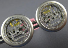 ESTATE LARGE .86CT DIAMOND 18KT WHITE GOLD 3D CIRCULAR MATTE CLIP ON EARRINGS