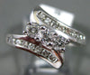 ESTATE .50CT DIAMOND 14K WHITE GOLD 3D THREE ROW PAST PRESENT FUTURE RING #19818