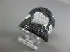 ESTATE MASSIVE 2.24CT WHITE BLACK DIAMOND 18K 2 TONE GOLD PAVE 3 HEART LOVE RING