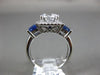 ESTATE LARGE 2.42CT DIAMOND & AAA SAPPHIRE 14K WHITE GOLD SQUARE ENGAGEMENT RING
