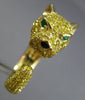 LARGE 2.59CT FANCY YELLOW DIAMOND & AAA EMERALD 18K YELLOW GOLD HAPPY TIGER RING