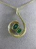 ESTATE LARGE 1.57CT DIAMOND & AAA EMERALD 14KT YELLOW GOLD LOVE FLOATING PENDANT
