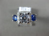 ESTATE LARGE 2.42CT DIAMOND & AAA SAPPHIRE 14K WHITE GOLD SQUARE ENGAGEMENT RING