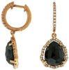 ESTATE 6.71CT WHITE & CHOCOLATE FANCY DIAMOND 18KT ROSE GOLD TEAR DROP EARRINGS