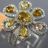 ESTATE LARGE 1.46CT MULTI COLOR DIAMOND 14KT 2 TONE GOLD MULTI SHAPE FLOWER RING