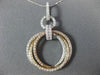 ESTATE 1.0CT DIAMOND 14KT TRI COLOR GOLD 3D CIRCLE OF LIFE OVERLAPPING PENDANT