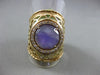 ANTIQUE 2.42CT DIAMOND & AMETHYST 18KT YELLOW GOLD 3D FILIGREE HANDCRAFTED RING