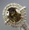 ESTATE LARGE 2.57CT DIAMOND & AAA SMOKY TOPAZ 14KT YELLOW GOLD ENGAGEMENT RING
