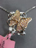 ESTATE LARGE .32CT DIAMOND 18K WHITE & ROSE GOLD OPEN FILIGREE BUTTERFLY PENDANT