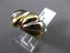 ESTATE LARGE 14KT WHITE & YELLOW GOLD HANDCRAFTED DOUBLE HEART LOVE RING #22799