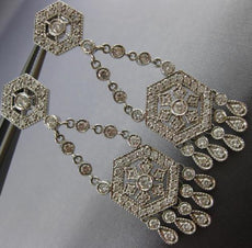 ANTIQUE 3.60CT DIAMOND 14K WHITE GOLD 3D CHANDELIER LOVE HANGING EARRINGS #19067