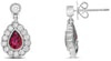 ESTATE 1.24CT DIAMOND & AAA RUBY 18KT WHITE GOLD 3D FILIGREE HANGING EARRINGS