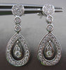 ESTATE .46CTW DIAMOND 14KT WHITE GOLD FLOATING TEAR DROP PEAR HANGING EARRINGS