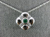 ESTATE .18CT DIAMOND & AAA EMERALD 14KT WHITE GOLD 3D FLOWER SQUARE FUN PENDANT