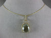 ESTATE LARGE 4.30CT DIAMOND & GREEN AMETHYST 14K YELLOW GOLD RECTANGULAR PENDANT