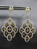 ESTATE LARGE 1.91CT WHITE & FANCY YELLOW DIAMOND 18K 2 TONE GOLD FLOWER EARRINGS