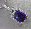 ESTATE LARGE 2.70CT DIAMOND & AMETHYST 14KT WHITE GOLD HALO EMERALD CUT PENDANT