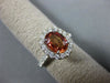 ESTATE 2.71CT DIAMOND & AAA ORANGE SAPPHIRE 18KT WHITE GOLD HALO ENGAGEMENT RING