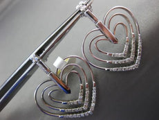 ESTATE LARGE .60CT DIAMOND 14K WHITE GOLD 3D MULTI HEART DESIGN HANGING EARRINGS