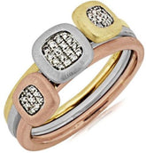 .11CT DIAMOND 14KT WHITE YELLOW & ROSE GOLD 3D SQUARE CLUSTER JOURNEY FUN RING